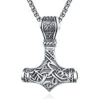 wholesale 925 Sterling Silver Thor Hammer Pendant With Celtic Knot Design On Chain-Mjolnir