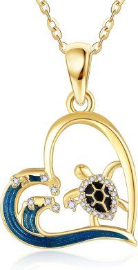 wholesale 14K Gold Black Onyx Wave Turtle Pendant Necklace for Women Girls-B-Turtle B