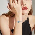 wholesale 925 Sterling Silver Heart-Shaped Blue Crystal Love Knot Adjustable Bracelet for Women-0-2