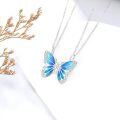 wholesale 925 Sterling Silver Blue Opal Butterfly Pendant Necklace for Women-0-1
