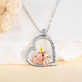 wholesale 925 Sterling Silver Unicorn Heart Pendant Necklaces with Stones and Engraved Message I Love You Forever Gift for Women-0-4