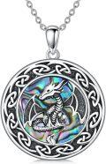 wholesale 925 Sterling Silver & Abalone Celtic Dragon Necklace for Women - Hypoallergenic Adjustable Chain, Gift Box-0-0