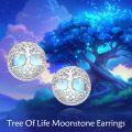 wholesale 925 Sterling Silver Tree of Life Stud Earrings with Blue Stone Hypoallergenic Jewelry for Women Gifts-0-3