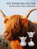 wholesale 925 Sterling Silver Highland Cow & Axolotl Stud Earrings for Women Gifts-0-5