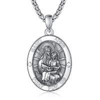 wholesale 925 Sterling Silver Patron Saint Medal Amulet Necklace for Men 2 5mm 22 +2 Chain-A44-Saint Anne