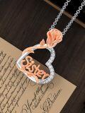 wholesale 925 Sterling Silver Lab-Grown Cubic Zirconia Rose Heart Pendant Necklaces for Women - Mothers Day Gift Ideas-0-9