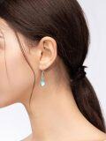wholesale 925 Sterling Silver Blue Moonstone Leverback Dangle Drop Earrings for Women-0-1