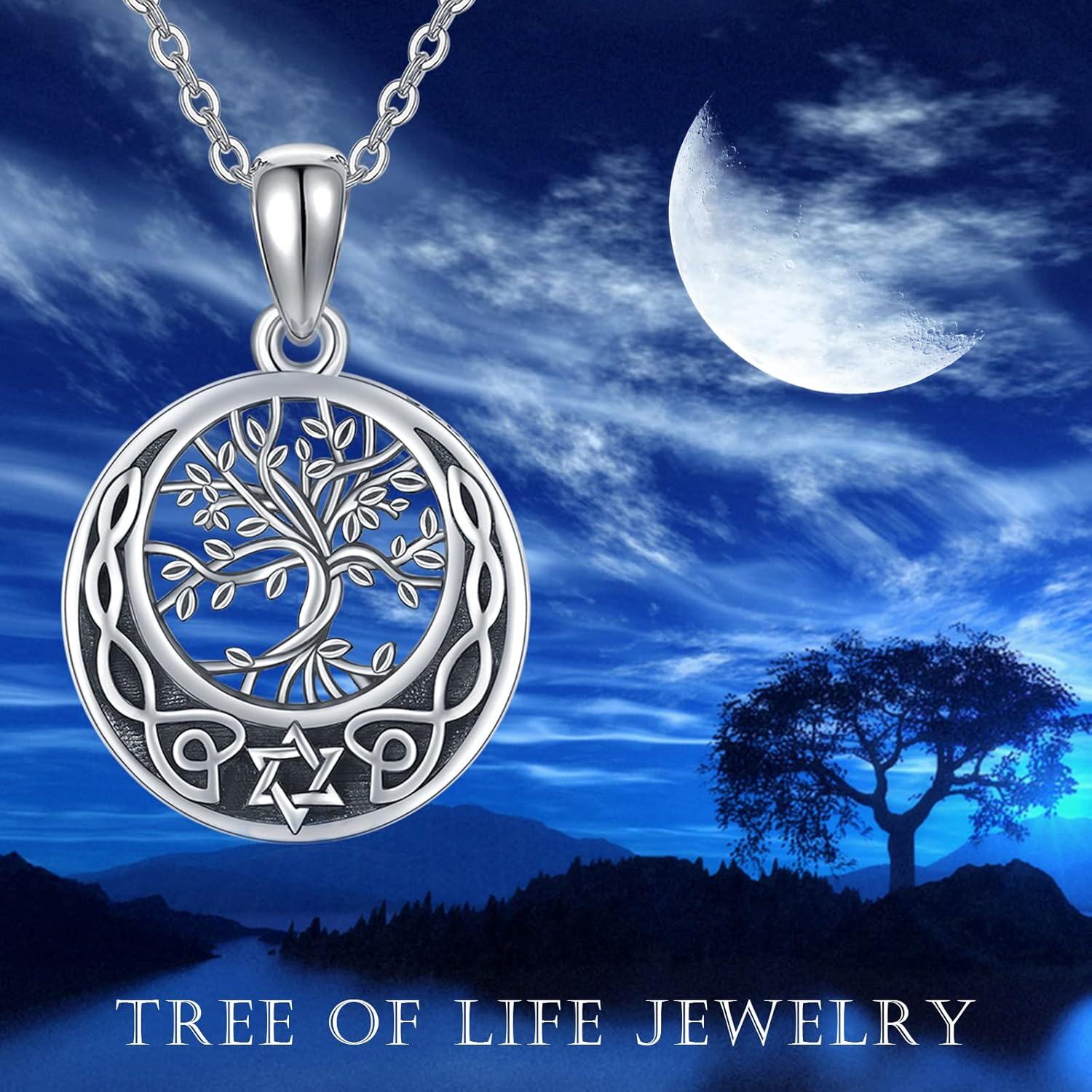 wholesale 925 Sterling Silver Tree of Life Celtic Knot Urn Pendant Necklace with Chain and Funnel Set for Ashes s for Men & Women-0-5