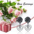 wholesale 925 Sterling Silver Black Rose Heart Moon Star Drop Dangle Charm Stud Earrings  for Women Girls-0-5