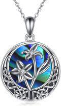 wholesale Sterling Silver Abalone Shell Celtic Knot Birth Flower Necklace for Women-0-14