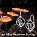 wholesale 925 Sterling Silver Mushroom Drop Earrings - Unique Nature Inspired Design for Women's Fashion Accessories-0-4