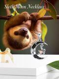 wholesale 925 Sterling Silver Sloth Moon Heart Pendant Necklace-0-5