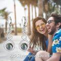 wholesale Sterling Silver Spiral Dangle Earrings with Black Onyx Peridot Pink Cat Eye Lapis Lazuli Turquoise Moss Agate Moonstone Amethyst Mustard Seed Leverback Jewelry Gifts for Women Teens-0-34