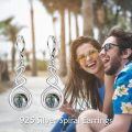 wholesale 925 Sterling Silver Green Turquoise Drop Earrings Platinum Plated Twisted Swirl Jewelry For Women-0-34