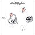 wholesale 925 Sterling Silver Soccer Ball Heart Drop Earrings Rose Gold Plated Cz Crystal-0-3
