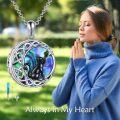 wholesale 925 Sterling Silver Abalone Shell Black Cat Moon Pendant Necklace for Women-0-1