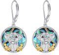 wholesale 925 Sterling Silver Cow Head Drop Earrings with Abalone Shell and Gold Accents for Women-0-0