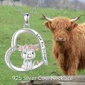 wholesale 925 Sterling Silver Cow Heart Pendant Necklace Rose Gold Plated Love You Forever-0-3