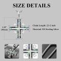 wholesale 925 Sterling Silver Abalone Shell Inlay Jerusalem Cross Pendant Necklace for Men & Women-0-2