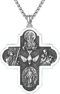 wholesale 925 Sterling Silver Cross with Religious Figures and Halo Charm Pendant Necklace for Men Women-A-Four Way Cross-A-Four Way Cross