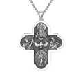 wholesale 925 Sterling Silver Cross with Religious Figures and Halo Charm Pendant Necklace for Men Women-0-0