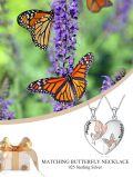 wholesale 925 Sterling Silver Mother & Daughter Butterfly Heart Pendant Necklaces-0-1