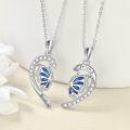 wholesale 925 Sterling Silver Blue Butterfly Best Friend Heart Pendant Necklaces With Cubic Zirconia-0-4