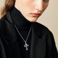wholesale 925 Sterling Silver Deer Head Cross Pendant Necklace-0-1
