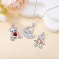 wholesale 925 Sterling Silver Teddy Bear Pendant Necklaces for Women Girls  (Set of 3)-0-3