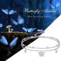 wholesale 925 Sterling Silver Pink Butterfly Charm Bracelet Wholesale With Crystal Accents-0-2