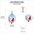 wholesale 925 Sterling Silver Teardrop Moonstone Red Cardinal Bird Pendant Necklace Gifts for Women-0-4