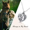 wholesale 925 Sterling Silver Heart-Shaped Memorial Pendant with Horse and Deer Design - 925 Sterling Silver Keepsake Jewelry for Ashes Cremation Urns-0-1
