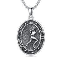wholesale 925 Sterling Silver Oval Pendant Runner Figure Necklace Wholesale Protective Sports Jewelry Gift For Athletes-Runner Necklace