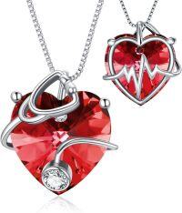 wholesale 925 Sterling Silver Birthstone Stethoscope Necklace for Nurse Doctor Med Student-925 Silver#01-January-Garnet