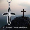 wholesale Sterling Silver Opal Cross Necklace for Women Men Religious Jewelry Gift-0-4