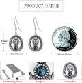 wholesale 925 Sterling Silver Turquoise Concho Style Western Drop Earrings for Women-0-3