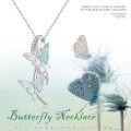 wholesale 925 Sterling Silver White Fire Opal Butterfly Pendant Necklaces Minimalist Fine s for Her-0-4