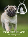 wholesale 925 Sterling Silver Love You Forever Pug in Heart Pendant Necklace for Women's Gifts-0-2