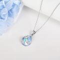 wholesale 925 Sterling Silver Butterfly Flower Pendant Necklaces Blue Stone s for Women Girls-0-2