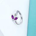 wholesale  925 Sterling Silver with Simulated Amethyst Dancing Butterfly Adjustable Sparkly Crystal Ring, Elegant Gift for Women, Size 8-0-1