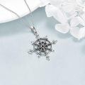 wholesale 925 Sterling Silver Ship Wheel Compass Pendant Necklace Oxidized Black Stone-0-5