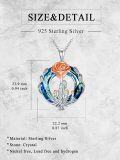 wholesale S925 Sterling Silver & 14K Rose Gold Plated Rose Flower Mother Necklace with Blue Crystal, Gift for Mom-0-5