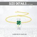 wholesale 14K Gold Four-Leaf Clover Emerald Crystal Charm Bracelet for Women Girls s-0-5