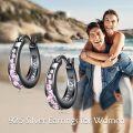 wholesale 925 Sterling Silver Black Plated Pink Crystal Geometric Patterned Hoop Earrings for Women-0-1
