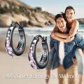 wholesale 925 Sterling Silver Black Plated Pink Crystal Geometric Patterned Hoop Earrings for Women-0-1