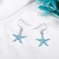 wholesale 925 Sterling Silver Starfish Drop Dangle Hook Earrings with Blue Enamel and Crystal Accents  for Women Girls Mother's Day Birthday Anniversary Christmas Present Idea 4cm Long (Blue)-0-2