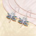 wholesale 925 Sterling Silver Enamel Dragonfly Drop Earrings for Women Girls Minimalist  4cm Long-0-3