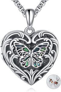 wholesale 925 Sterling Silver Butterfly Photo Locket Pendant Necklaces Gifts for Women-Cameo Butterfly
