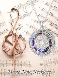 TOUPOP Sterling Silver Blue Crystal Rotating Music Note Pendant Necklace-0-1