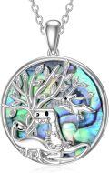 wholesale Sterling Silver Crystal Abalone Shell Animal Pendant Tree of Life Necklace-0-65